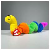 1995 "INCH" BEANIE BABY | Style 4044, rainbow inchworm TY Beanie Baby with PVC pellets.