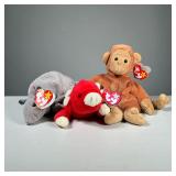 (3PC) 1995 BEANIE BABIES | Including a "SNORT" Style 4002; "TANK" Style 4031; and "BONGO" Style 4067