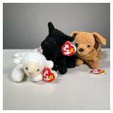 (3PC) TEXTURED BEANIE BABIES | Including a 1996 "FLEECE" Style 4125; 1996 "SCOTTIE" Style 4102; 1996