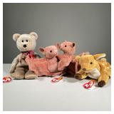 (4PC) MISC. TY BEANIE BABIES | Including two 1996 "BATTY" bats (style 4035), with PVC pellets; 1997 
