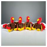 (4PC) 1996 "GOBBLES" BEANIE BABIES | No style number, "Gobble" the turkey TY Beanie Babies, TWO with