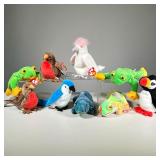 (9PC) 1997 REPTILES & BIRDS BEANIE BABIES | TY Beanie Babies, including: Rainbow (PVC pellets), Iggy