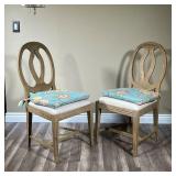 (6PC) RESTORATION HARDWARE DINING CHAIRS | Set of 6 RH dining chairs, gray finish wood with oval bac