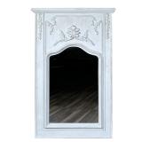 SHEFFIELD HOME CARVED WOOD MIRROR | White carved wood mirror crested by wreath and floral carvings i