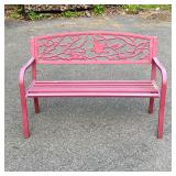 GARDEN BENCH | Garden Bench in magenta finished aluminum with figural bird design backrest. - l. 50 