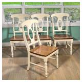 (4PC) WHITE-PAINTED DINING CHAIRS | Solid, sturdy, white-painted side chairs with stained wood seats