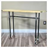 HANDMADE WOOD & IRON PIPE TABLE | Rustic work table made of 2 8x2s and supported by iron pipes. - l.