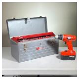 CRAFTSMAN TOOLBOX & B&D DRILL | Toolbox includes Craftsman sockets, Husky socket wrench, assorted to