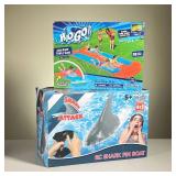 (2PC) POOL & WATER TOYS | H2O Go Water Slide by Bestway 18’ long New in Box Shark Attack RC Shark Fi
