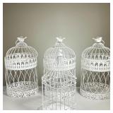 (4PC) METAL BIRDCAGES | Metal Birdcages. Three matchings. One smaller. All in white paint. - h. 18 x