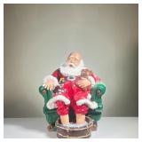 SANTA CLAUS FIGURE | Santa Claus Relaxing After Christmas: Plaster Painted Santa in chair Post Chris