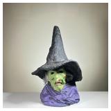 HALLOWEEN WITCH DECORATION | Evil Green Witch figure in Painted Plaster, with black witch