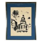 AFTER MARC CHAGALL | Monochrome lithograph after Marc Chagall, showing the Capitol Building; no appa