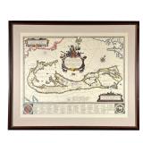 MAPPA AESTIVARVM INFULARUM ALIAS BARMVDAS… | Reprint colored map of Bermuda, matted in a wood frame.