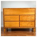 MID-CENTURY STYLE DRESSER | Dresser/hutch with a top drawer over a bank of two drawers next to a cab