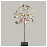 (ATTR) CURTIS JERE APPLE TREE | Mid-century brazed brass topiary apple tree & leaves sculpture, on a