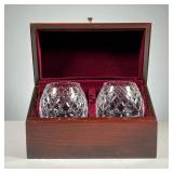 (2PC) PAIR CARTIER SNIFTERS | Made in England, cut crystal brandy/cognac snifters in a velvet lined 