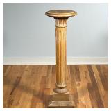 CARVED WOOD COLUMN | Light wood pedestal / display column with fluting, made in Italy. - h. 34.5 x d