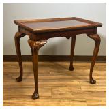 QUEEN ANNE STYLE END TABLE | Contemporary, having a galleried top over cabriole legs with shell knee