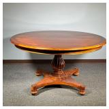 ETHAN ALLEN EXTENSION DINING TABLE | Round pedestal dining table, with one 20-inch leaf. h. 30 x dia