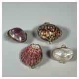 (4PC) SHELL SNUFF BOXES | Set of four shell snuff boxes, brass trim. - l. 2 1/2 in