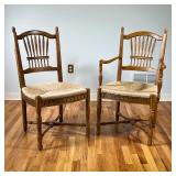 (6PC) BRIDGEFORD WHEAT DINING CHAIRS | Carved wheat form back splats, thrush seats, carved and flute