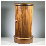 CYLINDRICAL SIDE TABLE | Or display stand/podium, having an inset white marble top over a single con