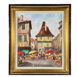 FRENCH SCHOOL (20TH CENTURY) | Place Mecadiale - Maison du Coussul Oil on canvas Depicting a marketp