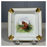 ROSENTHAL FOX ASHTRAY | Hand painted fox ashtray with gilt accents by Rosenthal, made in Munich Germ