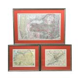 (3PC) NY & PA MAPS | C. 1888, 1903,1907, Including Tunison’s New York showing the state plus Manhatt