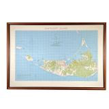 NANTUCKET ISLAND. | Late 20th-century printing map of Nantucket Island, in a wood frame This map com