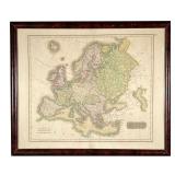 EUROPE | Antique colored map of Europe by J & G Menzies. - w. 27 x h. 23 in (frame) 