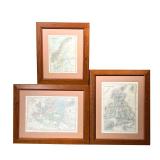 (3PC) EUROPEAN COLORED MAPS | Including: Carte de l’Europe; Iles Britanniques; and Sweden & Norway; 