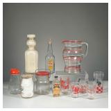 (12PC) ASSORTED GLASSWARE | Includes: various small drinking glasses, “Kings Vanilla” 4oz measuring 
