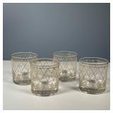 (4PC) GILT-ENGRAVED LOWBALL GLASSES | dia. 3 1/2 in
