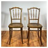 (2PC) THONET SIDE CHAIRS | Pair of Thonet side / accent chairs with wood frames, spindle backrest an