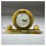 GREEN ONYX CLOCK | Sessions electric shelf clock with green onyx frame and base. - l. 10 x h. 6.75 i