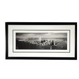 R. ANDERSON PRINT | Black and white panoramic photo of the Manhattan skyline, showing the twin tower