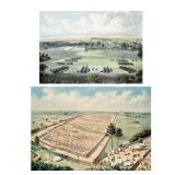 (2PC) AMERICAN PRINTS | Including Camp Bates & Birds Eye View of Andersonville Prison. - w. 23 x h. 