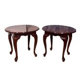 (2PC) PAIR BOMBAY SIDE TABLES | The Bombay Company Queen Anne style round side tables with cabriole 