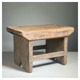ANTIQUE FOOTSTOOL | Early wooden stool. - l. 16 x w. 10.5 x h. 10.5 in