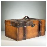 EMBOSSED LEATHER WRAPPED BOX | l. 15.5 x w. 9.5 x h. 7 in