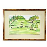 FRAMED PARK PRINT | Ladies & Gentleman Titled in the print lower left in a faux burl veneer frame. -