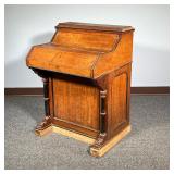 DAVENPORT DESK | Antique Davenport desk with unusual push top compartment with letter holder. - l. 2