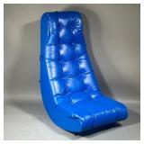 FLOOR GAME CHAIR | Blue leatherette floor rocking chair / game chair, with tufted cushioned upholste