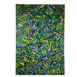 ABSTRACT WALL ART | Acrylic painting on canvas depicting what appears to be multicolored plankton. -