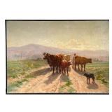 MARTIN COULAUD (1860-1906) PAINTING | Calf and Dog Martin Coulaud (1860-1906) French Oil on canvas S