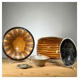 (5PC) ART POTTERY LOT | Including a low center bowl. - h. 2.5 x dia. 12 in