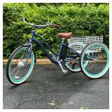 EVRY JOURNEY ELECTRIC TRICYCLE | SixThreeZero Evry Journey 250W Electric Tricycle in metallic blue w