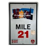 NYC MARATHON MILE MARKER | 1995 New York City Marathon Mile Marker 21; official sign. - l. 36 x w. 2